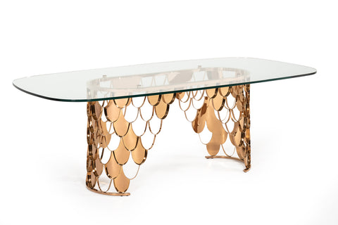 Modrest Javier Modern Glass & Rosegold Dining Table Model VGVCT088L