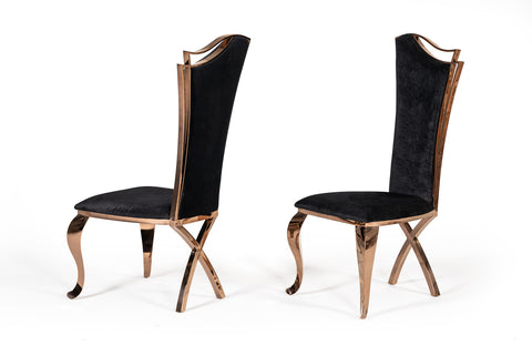 Modrest Bonnie Transitional Black Velvet & Rosegold Dining Chair (Set of 2) By VIG Furniture