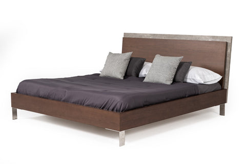 Nova Domus Conner Modern Dark Walnut & Faux Concrete Bedroom Set Model VGAN-CONNER-SET-DK