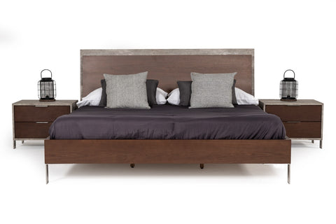 Nova Domus Conner Modern Dark Walnut & Faux Concrete Bedroom Set Model VGAN-CONNER-SET-DK