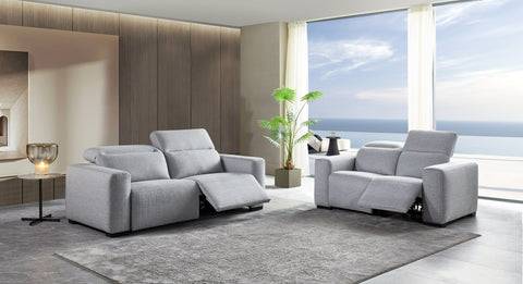 Divani Casa Bode Modern Grey Fabric Sofa With 2 Recliners Model VGMB-R211-P1-SOFA-M31