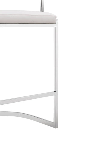 Modrest Munith Modern White Vegan Leather & Stainless Steel Counter Chair Model VGZA-B9504-WHT-BS