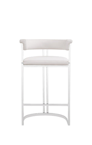 Modrest Munith Modern White Vegan Leather & Stainless Steel Counter Chair Model VGZA-B9504-WHT-BS