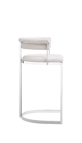 Modrest Munith Modern White Vegan Leather & Stainless Steel Counter Chair Model VGZA-B9504-WHT-BS