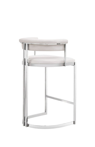 Modrest Munith Modern White Vegan Leather & Stainless Steel Counter Chair Model VGZA-B9504-WHT-BS