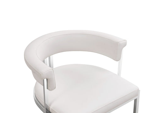 Modrest Munith Modern White Vegan Leather & Stainless Steel Counter Chair Model VGZA-B9504-WHT-BS