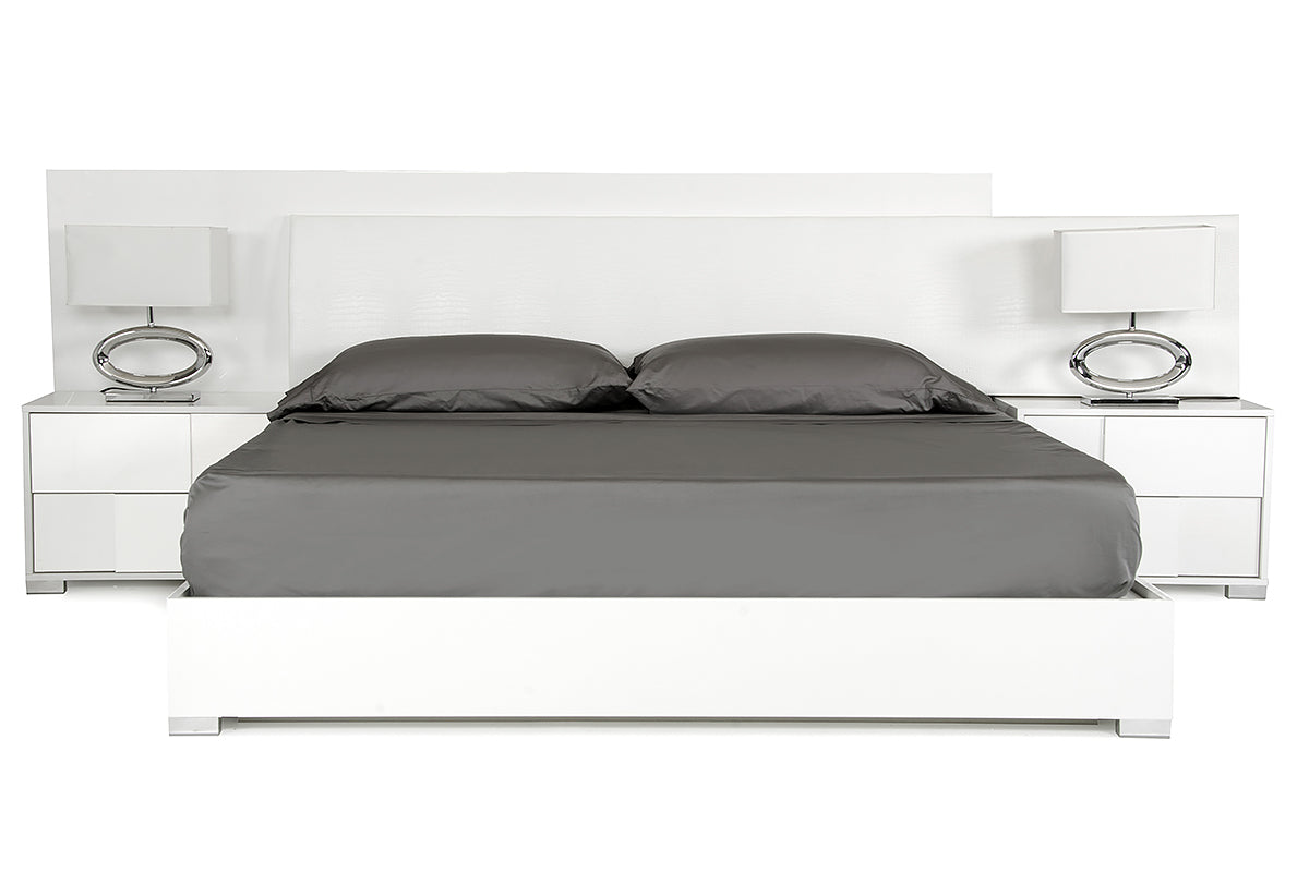 Queen Modrest Monza Italian Modern White Bed Model VGACMONZA-BED-Q
