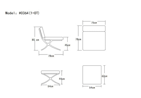 Divani Casa Bellatrix Modern Red Leather "X" Leg Ottoman Model VG2T0364-RED-OTT
