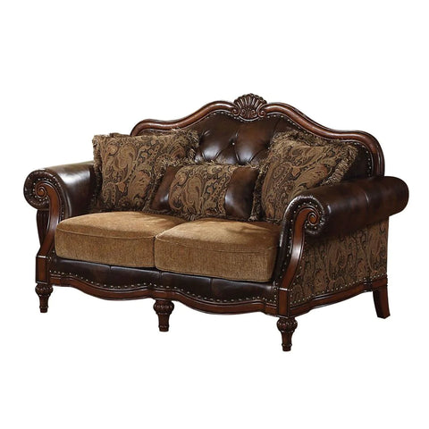 Dreena 2-Tone Brown PU & Chenille Loveseat Model 5496 By ACME Furniture