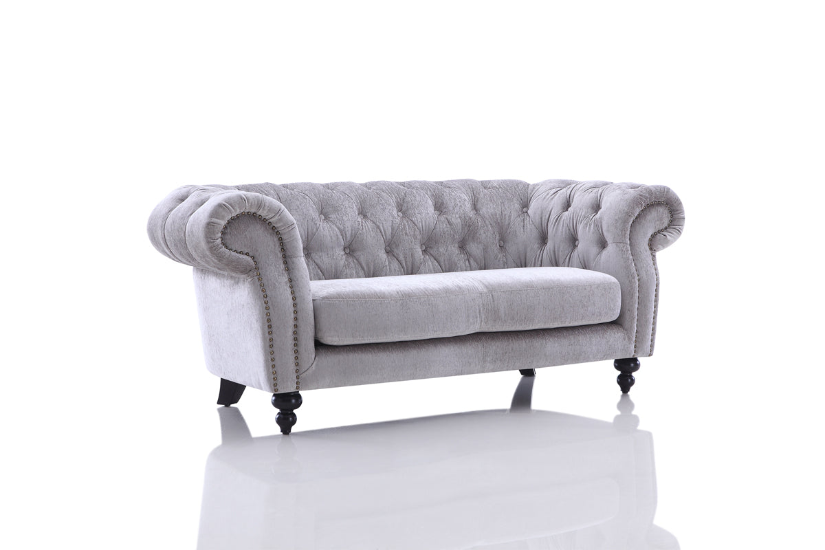 Divani Casa Alexandrina Grey Tufted Velvet Loveseat Model VG2T0892-LOVE-GRY