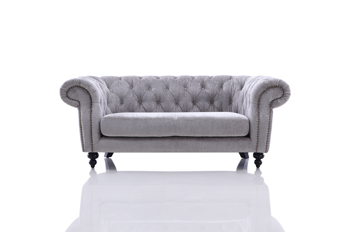 Divani Casa Alexandrina Grey Tufted Velvet Loveseat Model VG2T0892-LOVE-GRY