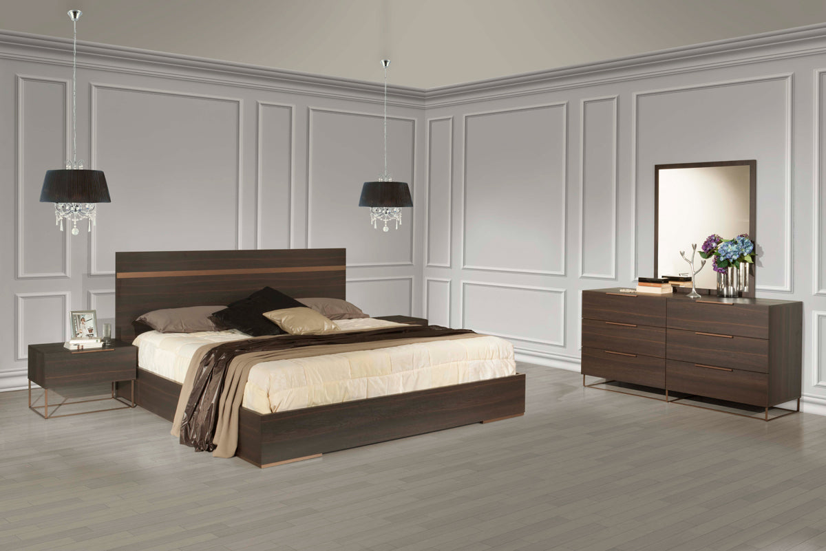 Eastern King Nova Domus Benzon Italian Modern Dark Rovere Bedroom Set Model VGACBENZON-SET-EK