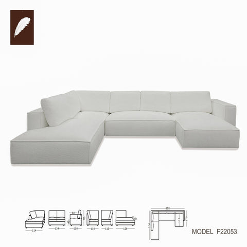 Divani Casa Lulu Modern White Fabric Modular Sectional Sofa With Left Facing Chaise Model VGSX-F22053-LAF-WHT