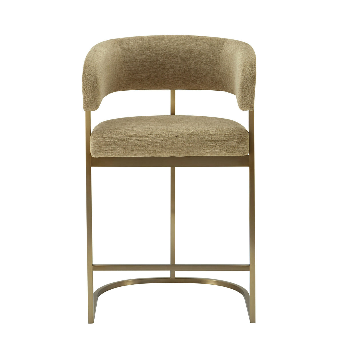 Modrest Sebastian Modern Brown Fabric & Antique Brass Counter Chair Model VGGA-6251CH-C-BRN