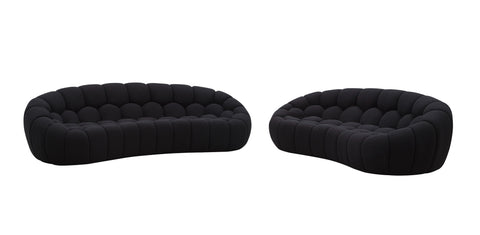 Divani Casa Yolonda Modern Curved Black Fabric Sofa Set Model VGEV-2126C-SET-BLK