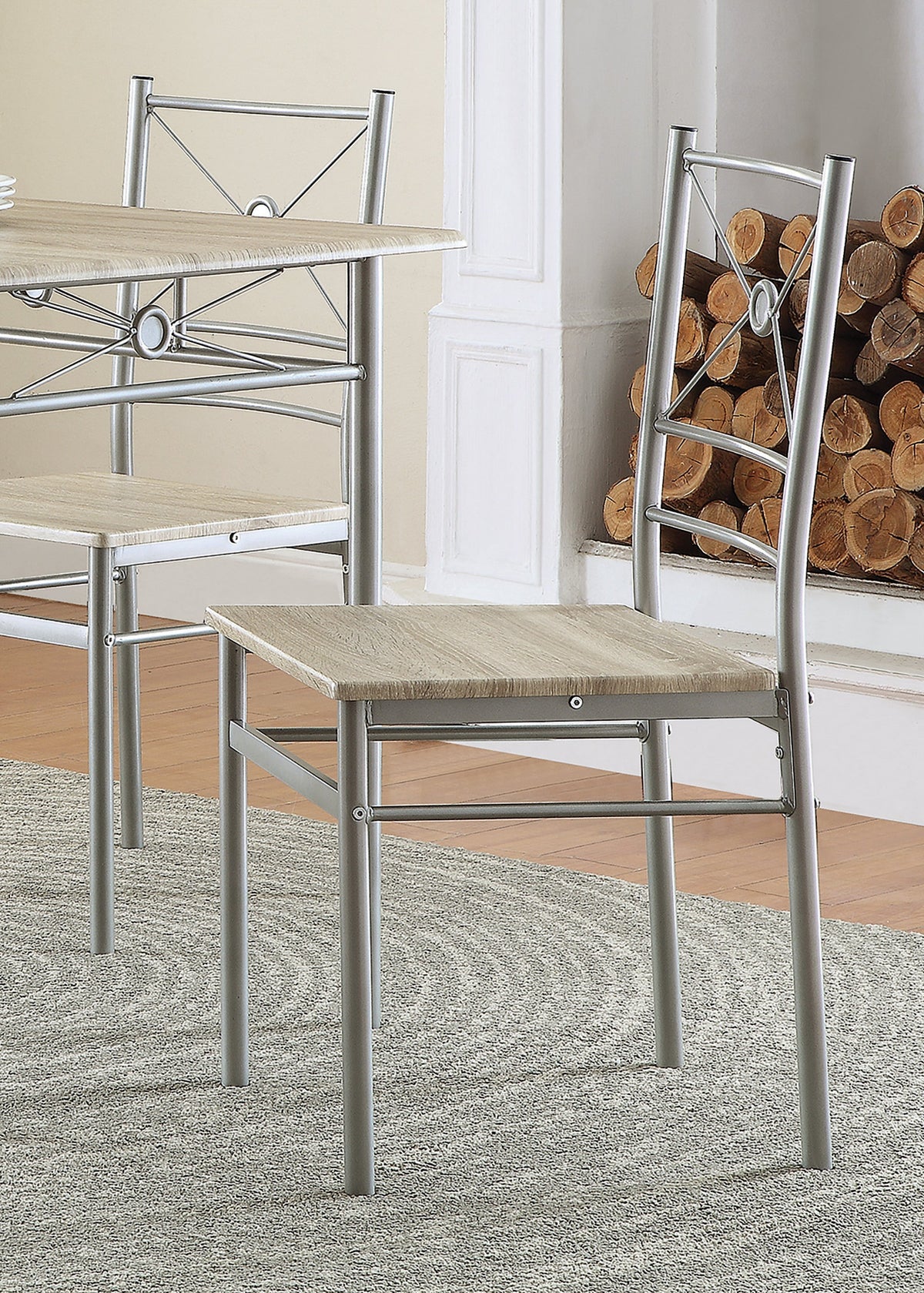 Coaster Fontana 5-piece Rectangular Dining Set Brushed Silver Model 100035