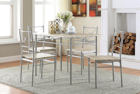 Coaster Fontana 5-piece Rectangular Dining Set Brushed Silver Model 100035