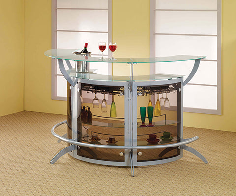 Coaster Dallas Bar Unit Smoked and Silver (Set of 3) Model 100135-S3