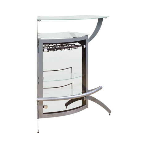 Coaster Dallas 2-shelf Bar Unit Silver and Frosted Glass Model 100135