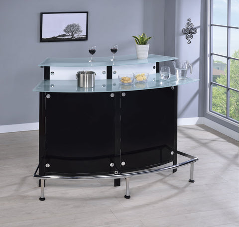 Coaster Keystone Glass Top Bar Unit Black Model 100139