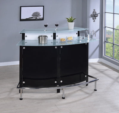 Coaster Keystone Glass Top Bar Unit Black Model 100139