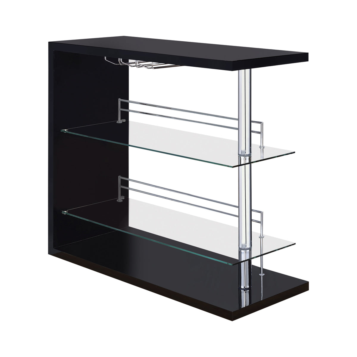 Coaster Prescott Rectangular 2-shelf Bar Unit Glossy Black Model 100165
