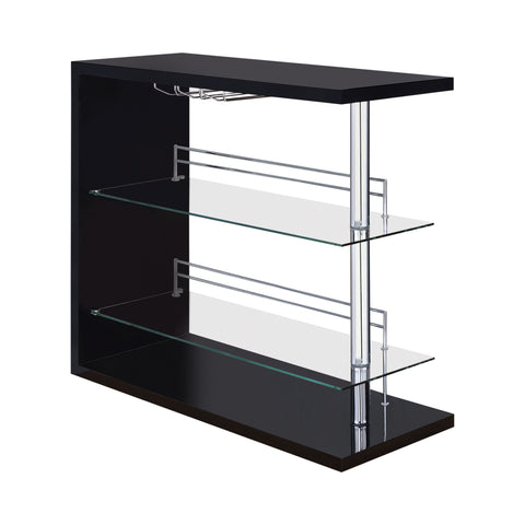 Coaster Prescott Rectangular 2-shelf Bar Unit Glossy Black Model 100165