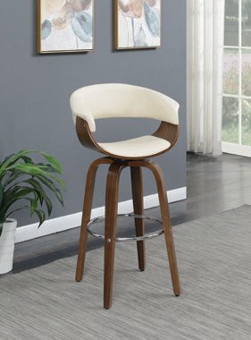 Coaster Zion Upholstered Swivel Bar Stool Walnut and Ecru Model 100206