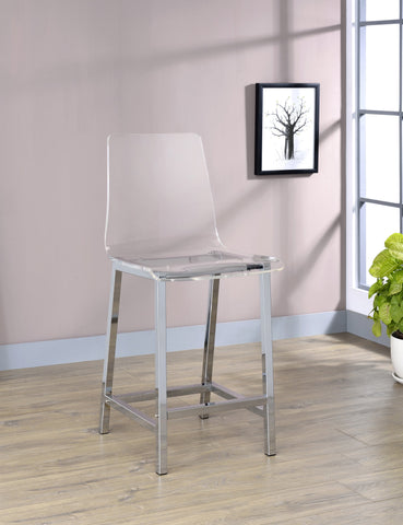 Coaster Juelia Counter Height Stools Chrome and Clear Acrylic (Set of 2) Model 100265