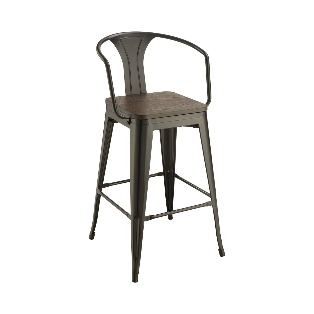 Coaster Geneva Wooden Seat Bar Stools Dark Elm and Matte Black (Set of 2) Model 100737
