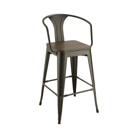 Coaster Geneva Wooden Seat Bar Stools Dark Elm and Matte Black (Set of 2) Model 100737