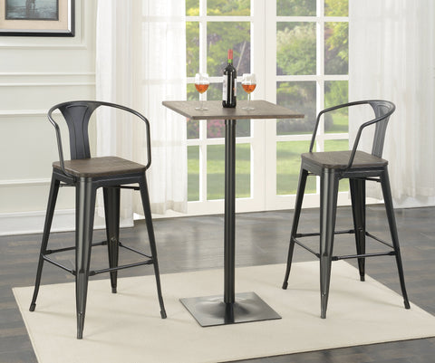 Coaster Geneva Wooden Seat Bar Stools Dark Elm and Matte Black (Set of 2) Model 100737