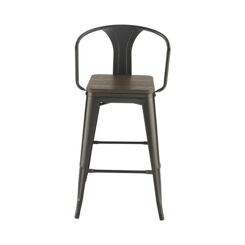 Coaster Geneva Wooden Seat Bar Stools Dark Elm and Matte Black (Set of 2) Model 100737