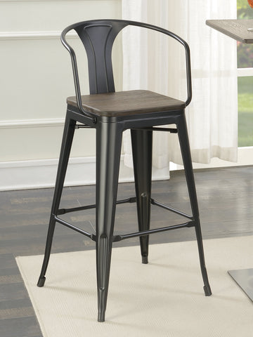 Coaster Geneva Wooden Seat Bar Stools Dark Elm and Matte Black (Set of 2) Model 100737