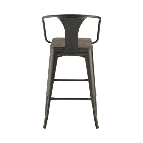 Coaster Geneva Wooden Seat Bar Stools Dark Elm and Matte Black (Set of 2) Model 100737