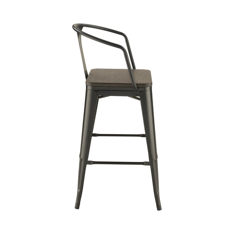 Coaster Geneva Wooden Seat Bar Stools Dark Elm and Matte Black (Set of 2) Model 100737