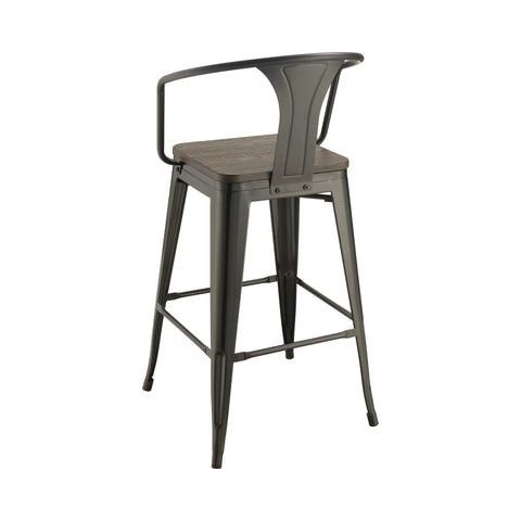 Coaster Geneva Wooden Seat Bar Stools Dark Elm and Matte Black (Set of 2) Model 100737