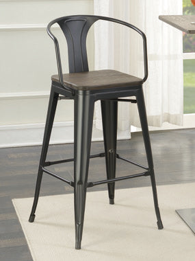 Coaster Geneva Wooden Seat Bar Stools Dark Elm and Matte Black (Set of 2) Model 100737