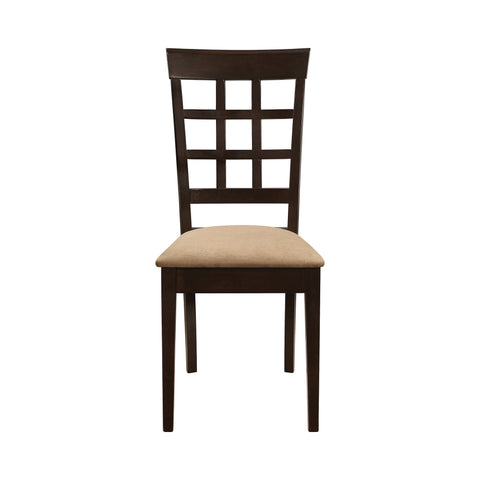 Coaster Gabriel Lattice Back Side Chairs Cappuccino and Tan (Set of 2) Model 100772