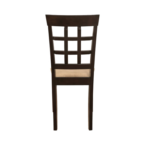 Coaster Gabriel Lattice Back Side Chairs Cappuccino and Tan (Set of 2) Model 100772