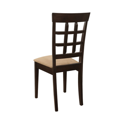 Coaster Gabriel Lattice Back Side Chairs Cappuccino and Tan (Set of 2) Model 100772