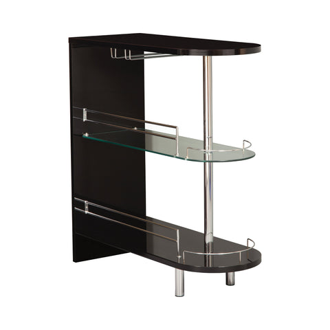 Coaster Adolfo 3-tier Bar Table Glossy Black and Clear Model 101063