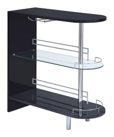 Coaster Adolfo 3-tier Bar Table Glossy Black and Clear Model 101063