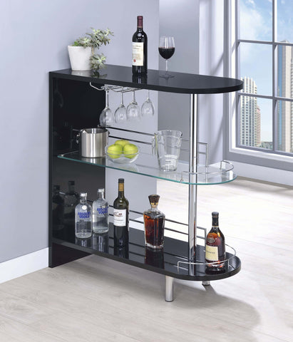 Coaster Adolfo 3-tier Bar Table Glossy Black and Clear Model 101063