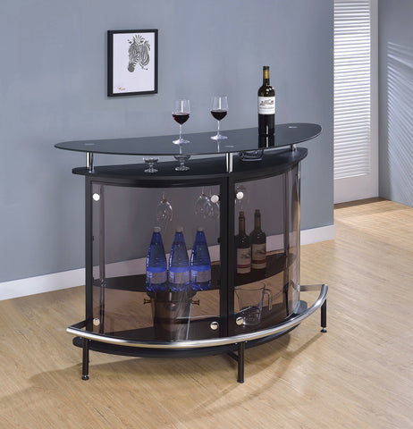 Coaster Amarillo 2-tier Bar Unit Black and Chrome Model 101065