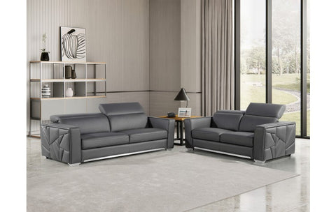1120 DivanItalia Dark Gray Sofa and Loveseat Set – Top Grain Italian LeatherModel:  1120-DK-GREY-2PC