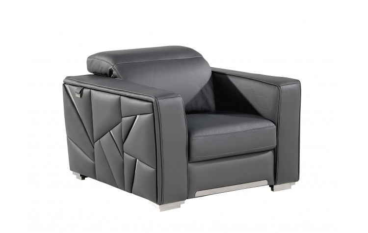 1120 DivanItalia Dark Gray Chair – Top Grain Italian LeatherModel:  1120-DK-GREY-CH