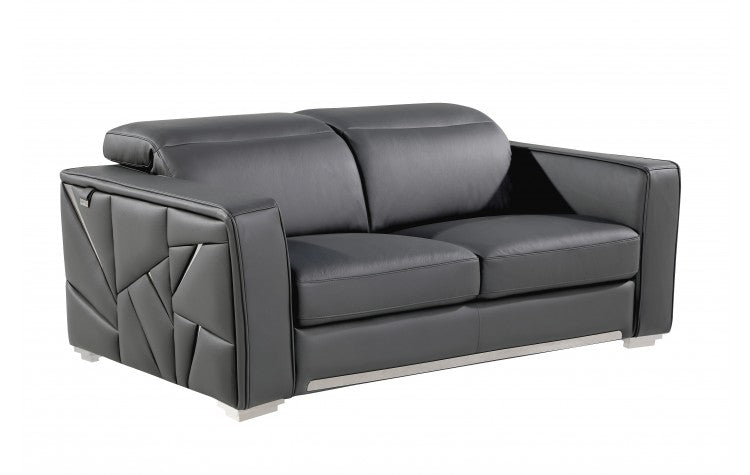 1120 DivanItalia Dark Gray Loveseat – Top Grain Italian LeatherModel:  1120-DK-GREY-L