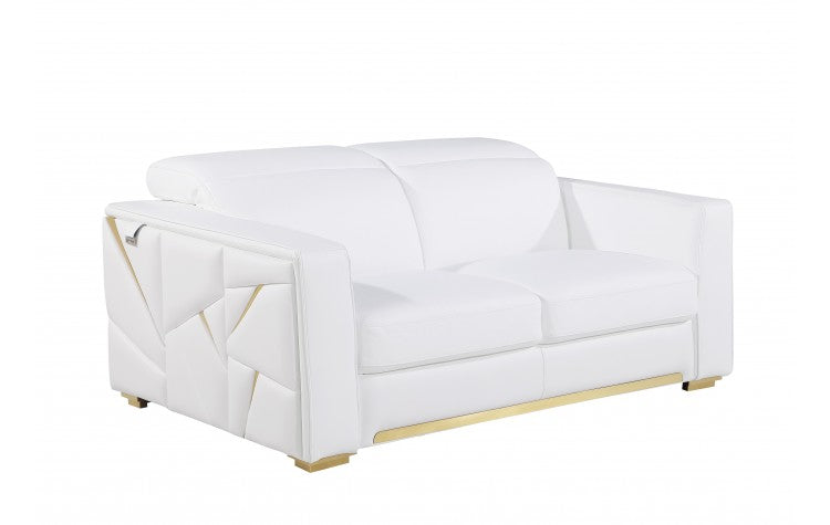 1120 DivanItalia White Loveseat – Top Grain Italian LeatherModel:  1120-WHITE-L