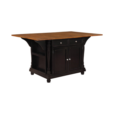 Coaster Slater 2-drawer Kitchen Island with Drop Leaves Brown and Black Model 102270